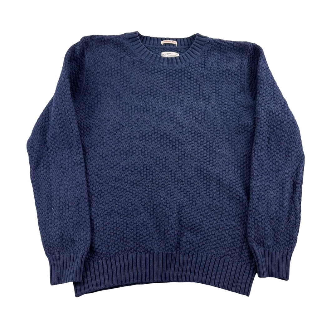 Gant Rugger Pineapple Knit Sweater L Navy Blue Men Textured Cotton Crewneck